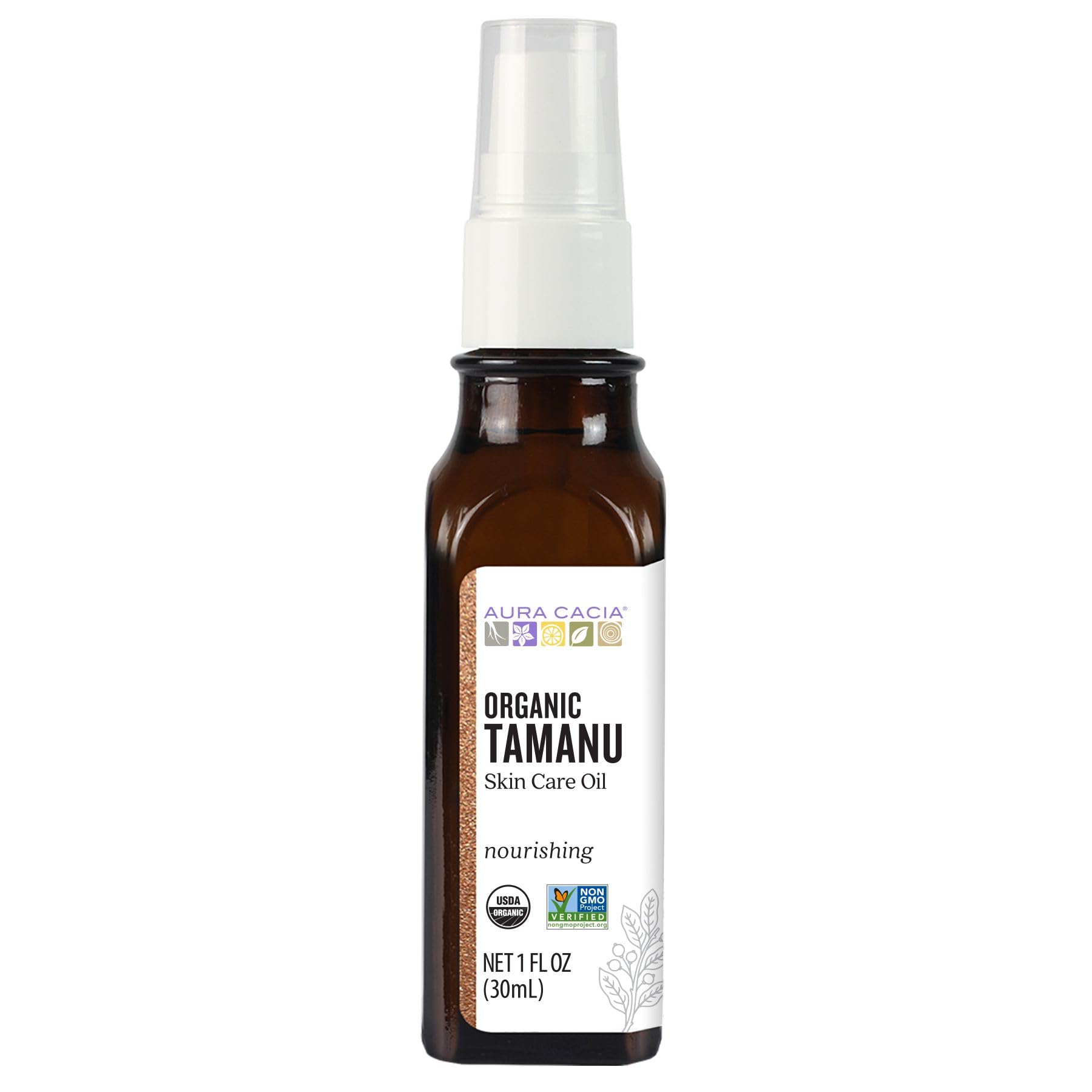 Aura Cacia Organic Natural Skin Care, Nourishing Tamanu Oil, 1 fluid ounce bottle